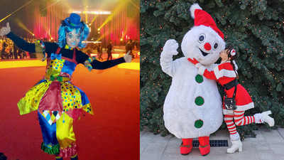 la clownette &amp; la mascotte bonhomme de neige